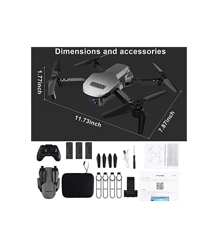 Drone com câmera para adultos 4k FPV 120 ° grande angular WiFi RC Quadcopter Longo tempo (3 baterias) Helicópteros Flips RTF
