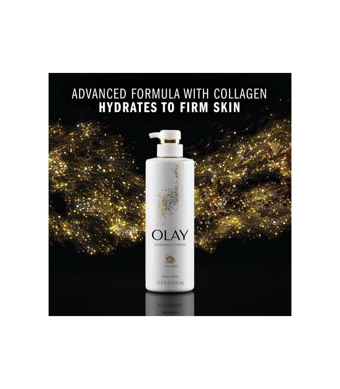 Olay Body Wash com colágeno e vitamina B3, limpeza e firmeza, 17,9 fl oz (pacote com 4) - a embalagem pode variar