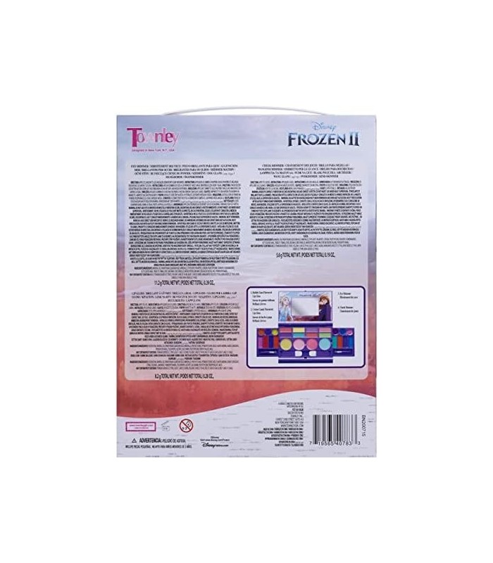 Disney Frozen 2 - Townley Girl Cosmetic Compact Set com espelho 22 brilhos labiais, 4 brilhos corporais, 6 pincéis coloridos, po