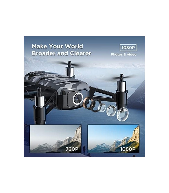 HR Drone para crianças com câmera HD FPV 1080p, mini quadricóptero para iniciantes com retenção de altitude, um caminho de chave