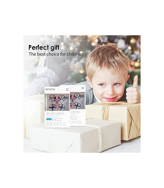 Mini Drone ATOYX para crianças e iniciantes, Nano Helicóptero Quadcóptero Portátil Interno com Pairação Automática, Modo Sem Cab
