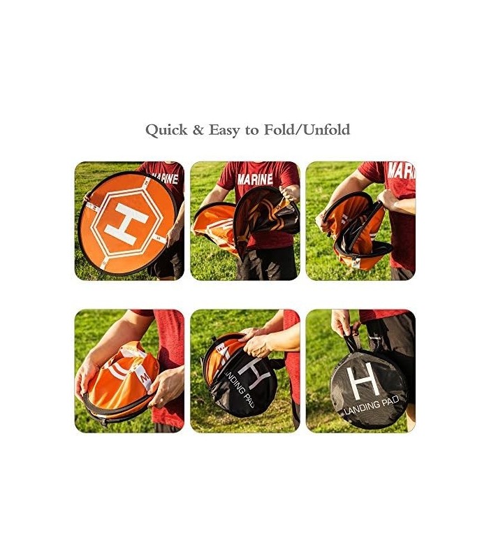 AURTEC Universal Drone Landing Pad 32 polegadas (80cm) com LED Fast-Fold à prova døágua heliporto para DJI Mini 3 Pro, Mavic Min