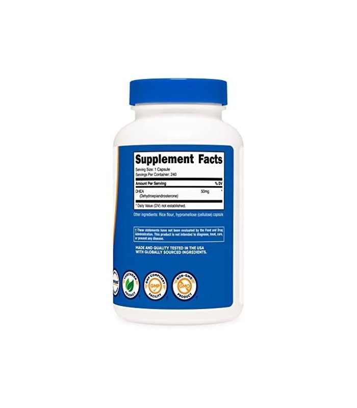 Nutricost DHEA 50mg, 240 Cápsulas - Sem Glúten, Sem Soja, Sem OGM, Suplemento
