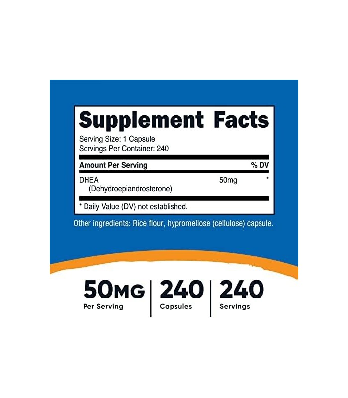 Nutricost DHEA 50mg, 240 Cápsulas - Sem Glúten, Sem Soja, Sem OGM, Suplemento