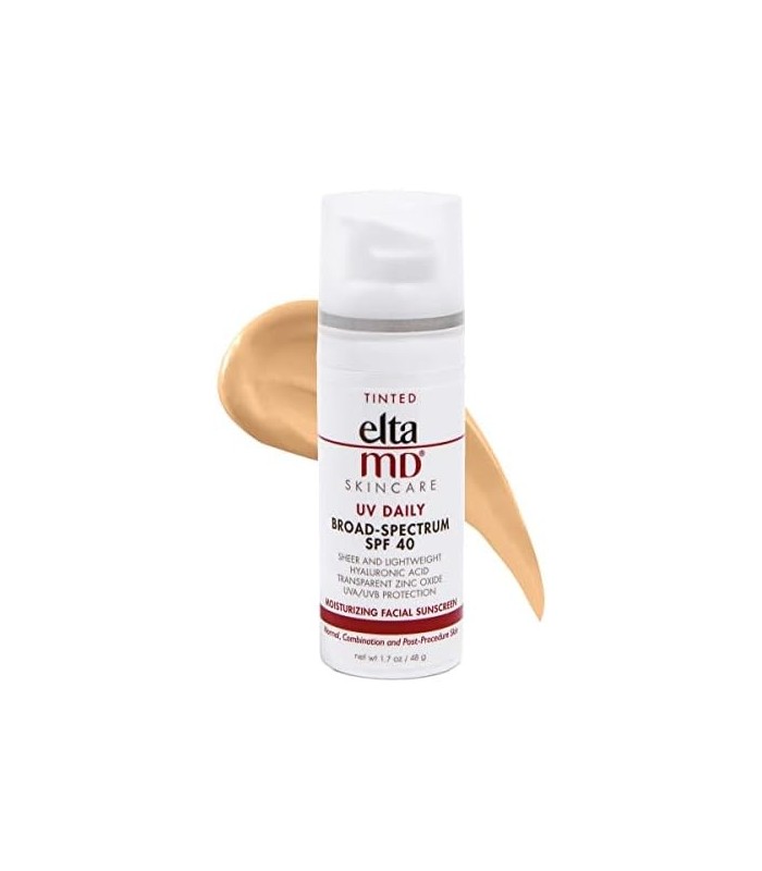 EltaMD UV Daily SPF 40 Loção facial hidratante com cor, protetor solar com cor com ácido hialurônico, protetor solar hidratante