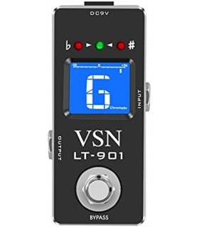 Pedal de afinador cromático de guitarra VSN para guitarra de precisão Pedal de afinador de baixo ± 1 centavo Estojo todo em meta