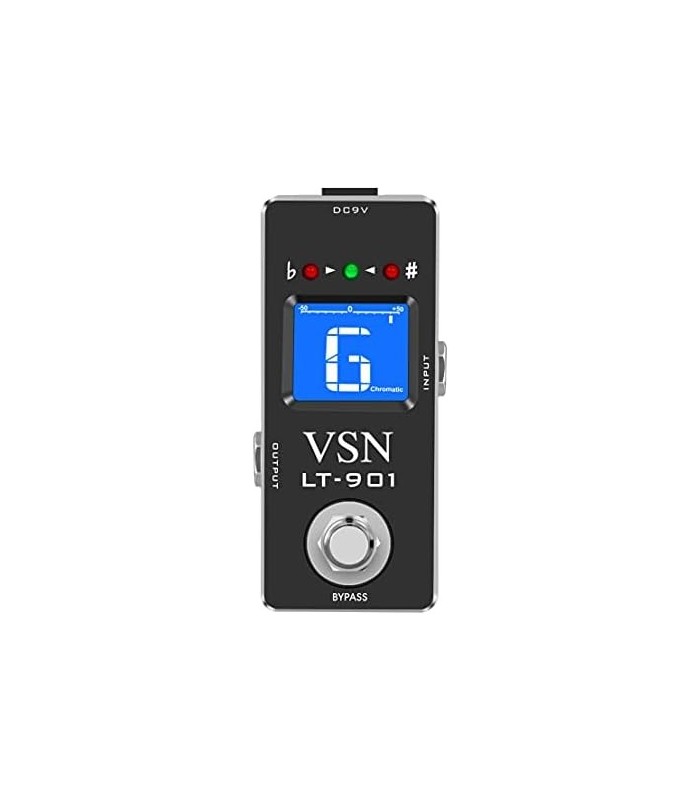 Pedal de afinador cromático de guitarra VSN para guitarra de precisão Pedal de afinador de baixo ± 1 centavo Estojo todo em meta