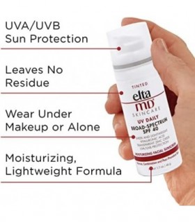 EltaMD UV Daily SPF 40 Loção facial hidratante com cor, protetor solar com cor com ácido hialurônico, protetor solar hidratante