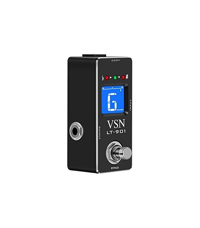 Pedal de afinador cromático de guitarra VSN para guitarra de precisão Pedal de afinador de baixo ± 1 centavo Estojo todo em meta