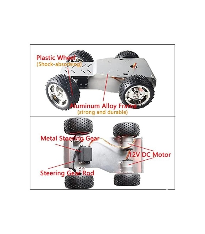SmaringWing Premium Open Source Smart Robot Chassis Car, Metal Frame 4WD STM Steering Car Model Steering Gear STM32 Model Roboti