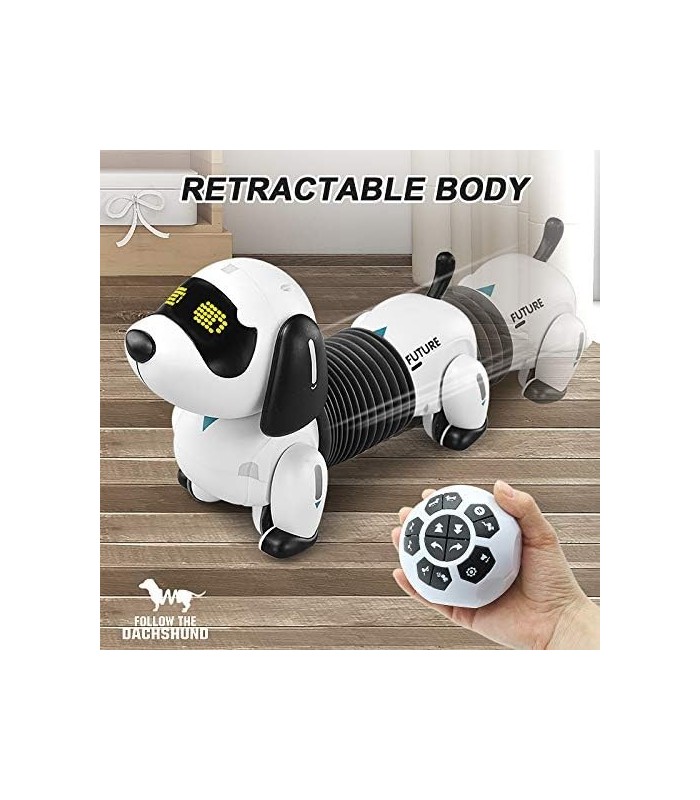 Dollox Robot Dog Remote Control Dachshund Puppy, RC Robotic Interactive Walking Dancing Doggy Programável Electronic Pet Toy wit
