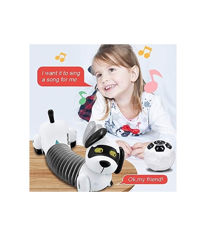 Dollox Robot Dog Remote Control Dachshund Puppy, RC Robotic Interactive Walking Dancing Doggy Programável Electronic Pet Toy wit