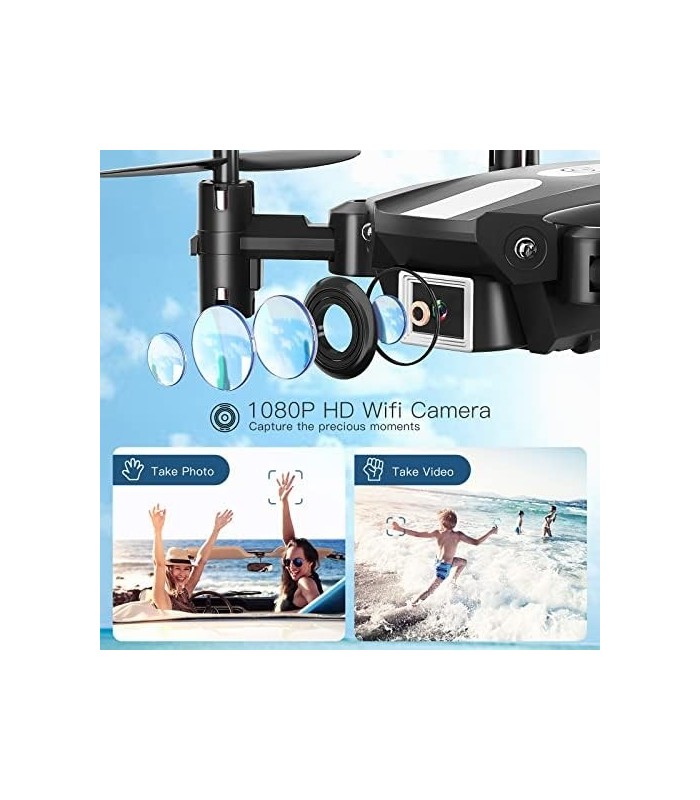 FERIETELF T25 Mini Drone com Câmera - Drones 1080P HD RC para Crianças 8-12 Fpv Drone para Adultos Iniciantes, Com Uma Tecla Tak