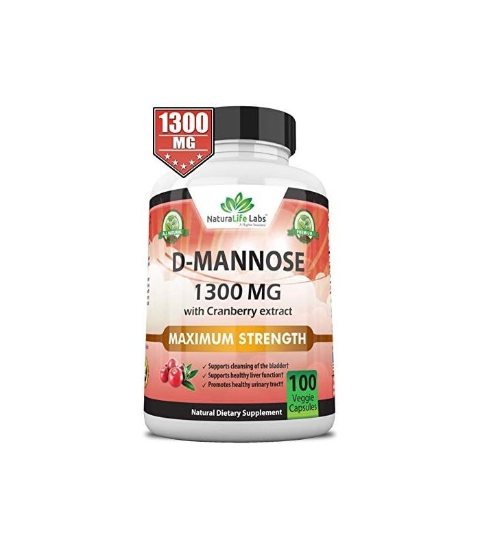 D-manose 1.300 mg com extrato de cranberry ação rápida, impurezas de descarga, saúde natural do trato urinário - 100 cápsulas ve