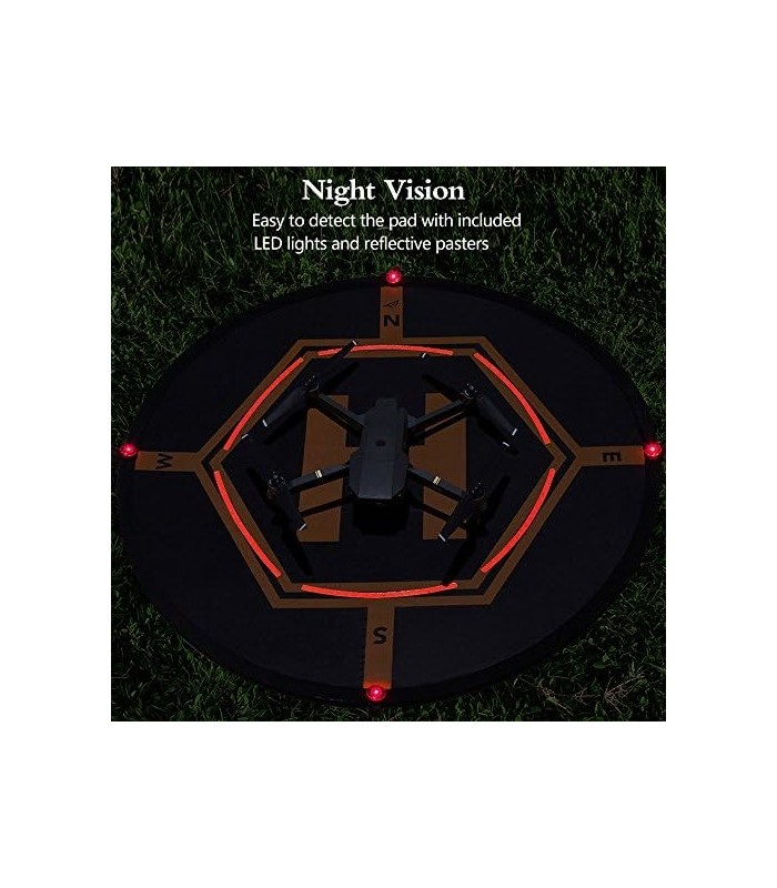 AURTEC Universal Drone Landing Pad 32 polegadas (80cm) com LED Fast-Fold à prova døágua heliporto para DJI Mini 3 Pro, Mavic Min