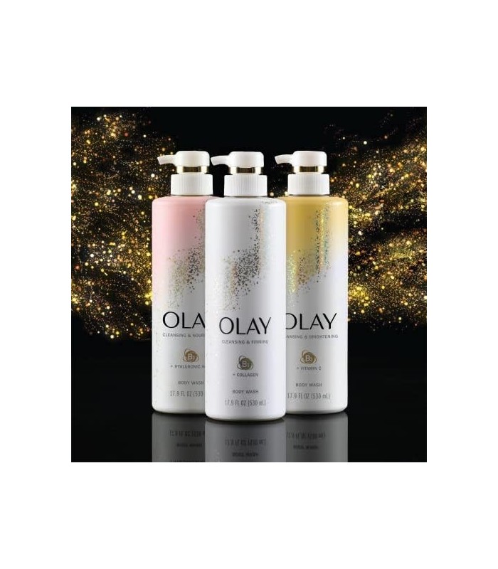 Olay Body Wash com colágeno e vitamina B3, limpeza e firmeza, 17,9 fl oz (pacote com 4) - a embalagem pode variar