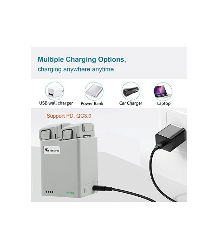 Carregador de bateria Anbee Mini 3 Pro Drone, Carregador USB multifuncional portátil, Hub de carregamento rápido de 2 vias Compa