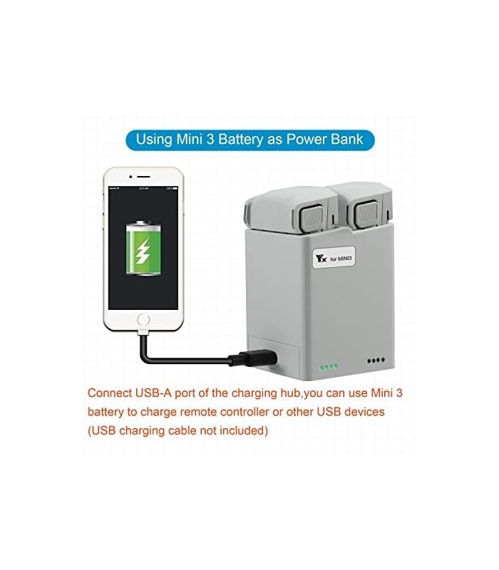 Carregador de bateria Anbee Mini 3 Pro Drone, Carregador USB multifuncional portátil, Hub de carregamento rápido de 2 vias Compa