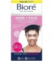 Bioré Nariz+Face Removedor de Cravos Tiras, 12 Nariz + 12 Tiras Faciais para o Queixo ou Testa, Limpeza Profunda com Remoção Ins