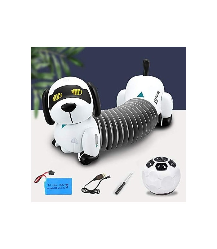 Dollox Robot Dog Remote Control Dachshund Puppy, RC Robotic Interactive Walking Dancing Doggy Programável Electronic Pet Toy wit