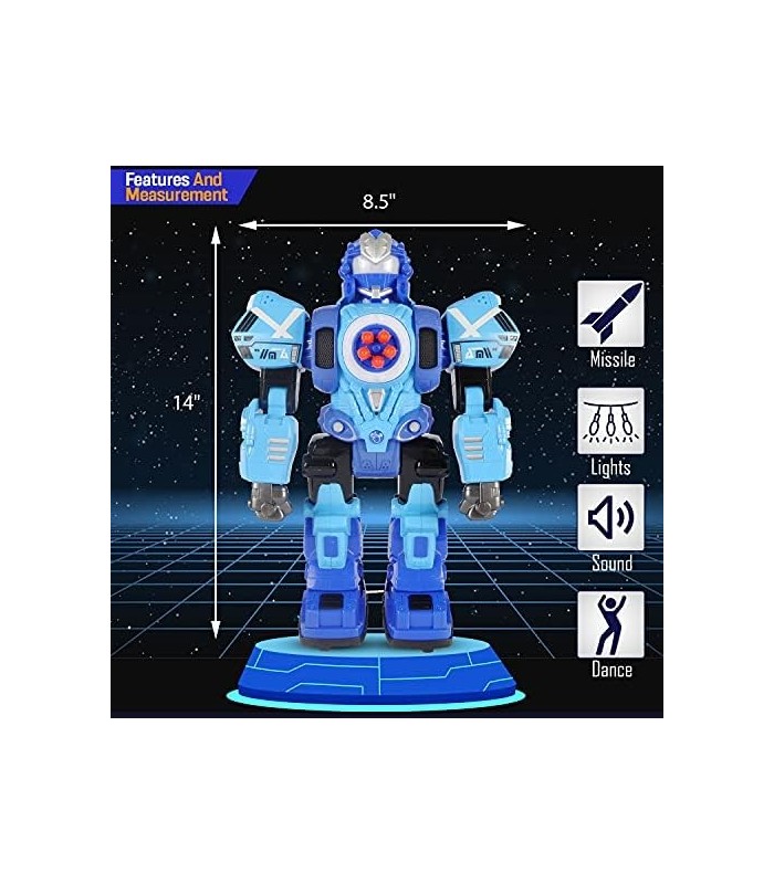 Robô de controle remoto grande para crianças - Brinquedos RC de 10 canais atira mísseis, caminha, fala e dança com sons intermit