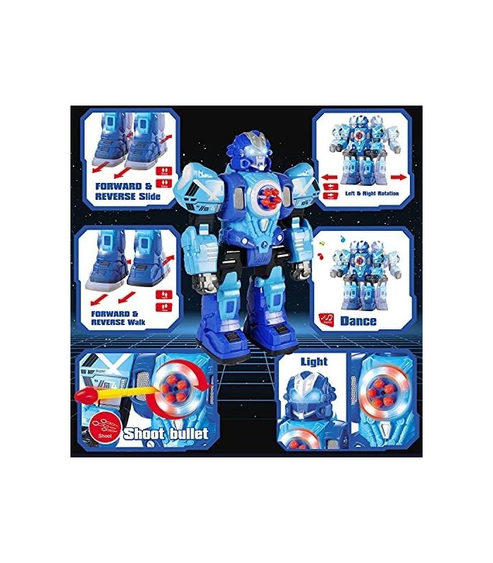 Robô de controle remoto grande para crianças - Brinquedos RC de 10 canais atira mísseis, caminha, fala e dança com sons intermit