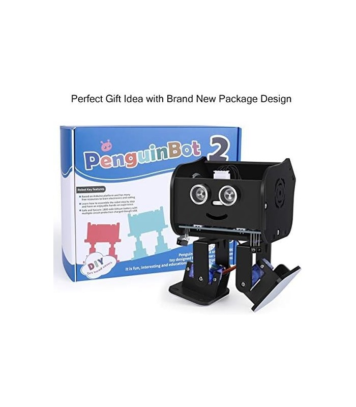 Kit de robô bípede ELEGOO Penguin Bot compatível com projeto Arduino com tutorial de montagem, kit STEM para amadores, brinquedo