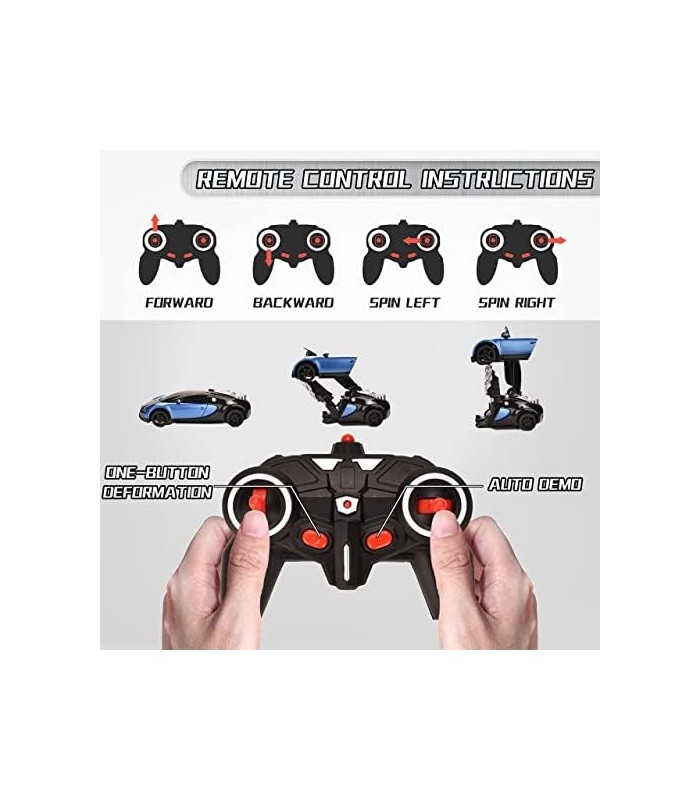 Ursulan Remote Control Transform Cars for Boys Deformed Robot Toy com 360 Speed ??Drifting, One Button Transformation Cars for K