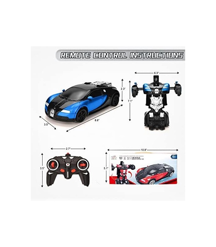 Ursulan Remote Control Transform Cars for Boys Deformed Robot Toy com 360 Speed ??Drifting, One Button Transformation Cars for K