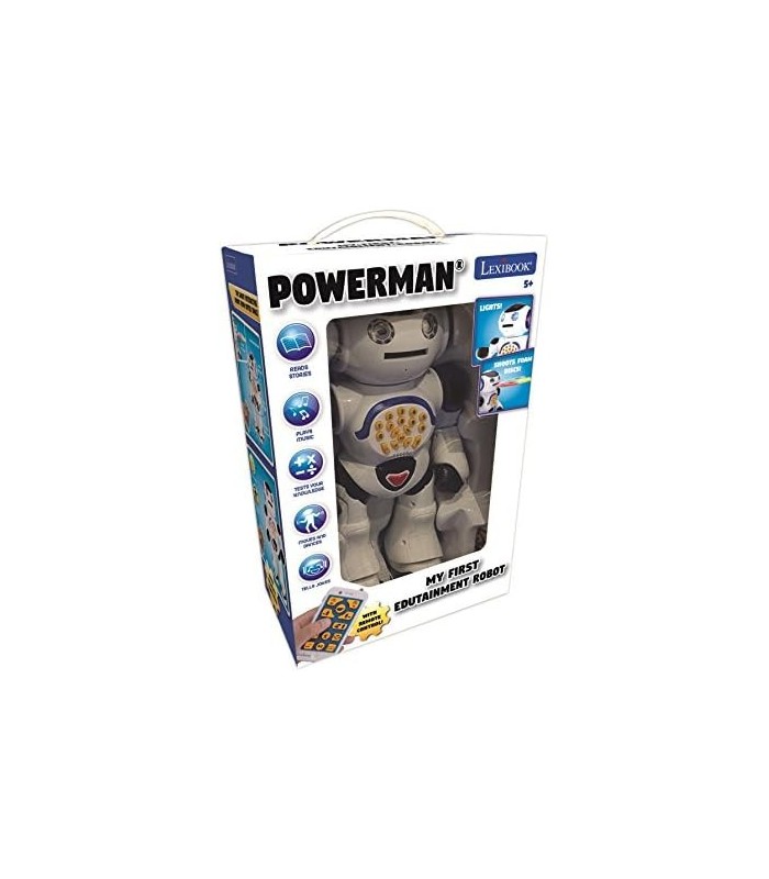 LEXiBOOK ROB50EN_09 Powerman Remote Control Walking Toy Talking Robot, Educational Robot, Dances, Sings, Read Stories, Math Quiz