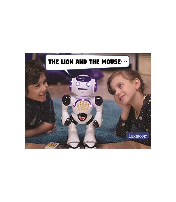 LEXiBOOK ROB50EN_09 Powerman Remote Control Walking Toy Talking Robot, Educational Robot, Dances, Sings, Read Stories, Math Quiz