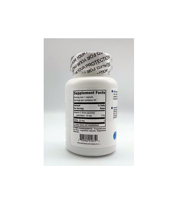 Life Enhancement DHEA - 25 mg de suplemento de DHEA com 4 mg de vitamina C - 60 porções