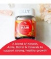 OLLY Heavenly Hair Gummies, Apoia o Forte Crescimento Saudável do Cabelo, Queratina, Biotina, Amla, Sabor Toranja, Suprimento pa