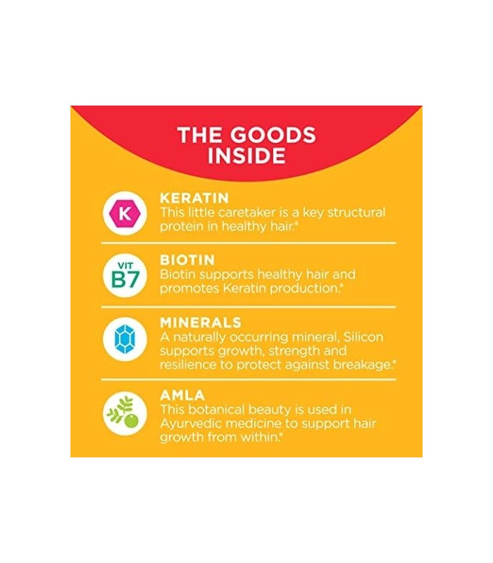 OLLY Heavenly Hair Gummies, Apoia o Forte Crescimento Saudável do Cabelo, Queratina, Biotina, Amla, Sabor Toranja, Suprimento pa