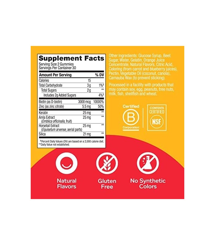 OLLY Heavenly Hair Gummies, Apoia o Forte Crescimento Saudável do Cabelo, Queratina, Biotina, Amla, Sabor Toranja, Suprimento pa