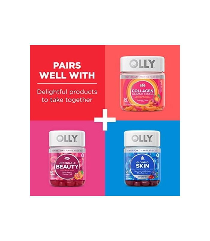 OLLY Heavenly Hair Gummies, Apoia o Forte Crescimento Saudável do Cabelo, Queratina, Biotina, Amla, Sabor Toranja, Suprimento pa