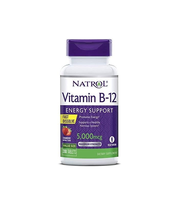 Comprimidos de dissolução rápida de vitamina B12 Natrol, promove energia, suporta um sistema nervoso saudável, força máxima, sab