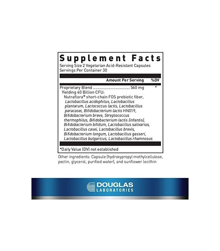 Douglas Laboratories Multi-Probiótico 40 Bilhões | Fornece probióticos e prebióticos para apoiar a microflora intestinal e a imu