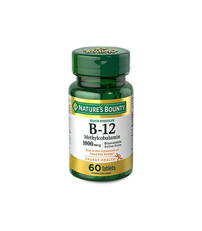 Vitamina B12 da Natures Bounty, Suplemento Vitamínico de Dissolução Rápida, Suporta Metabolismo Energético e Saúde do Sistema Ne