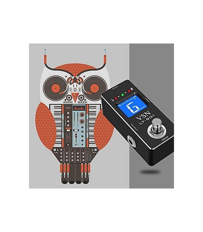 Pedal de afinador cromático de guitarra VSN para guitarra de precisão Pedal de afinador de baixo ± 1 centavo Estojo todo em meta