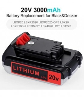 Orstaimer 2Packs 3.0Ah 20v Compatível com bateria de lítio Black and Decker 20V LB20 LBX20 LBXR2020-OPE LBXR20B-2 LB2X4020 LST22