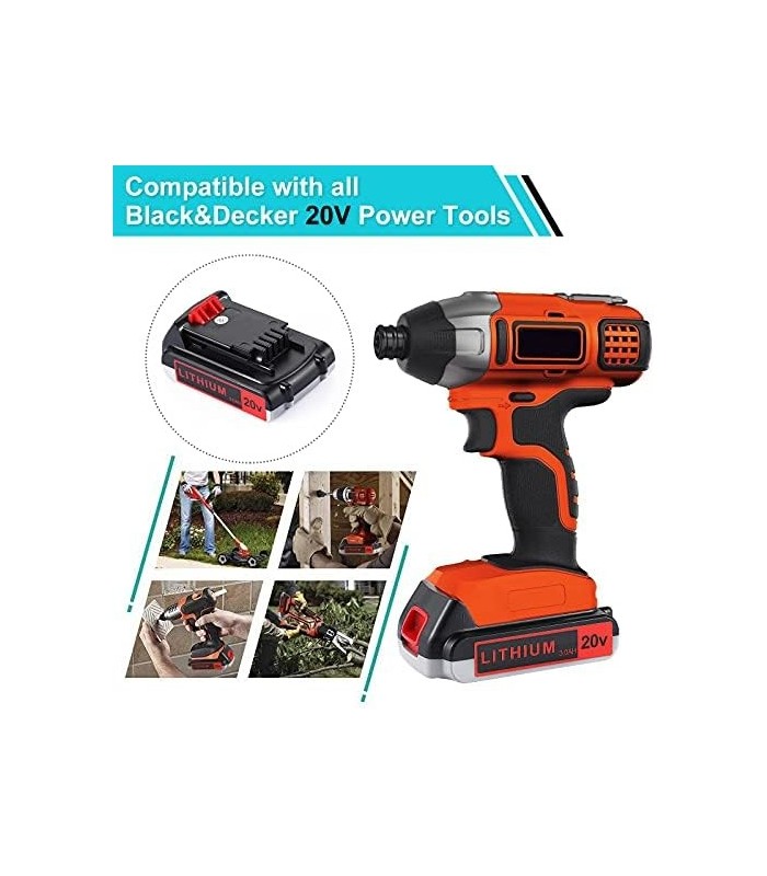 Orstaimer 2Packs 3.0Ah 20v Compatível com bateria de lítio Black and Decker 20V LB20 LBX20 LBXR2020-OPE LBXR20B-2 LB2X4020 LST22
