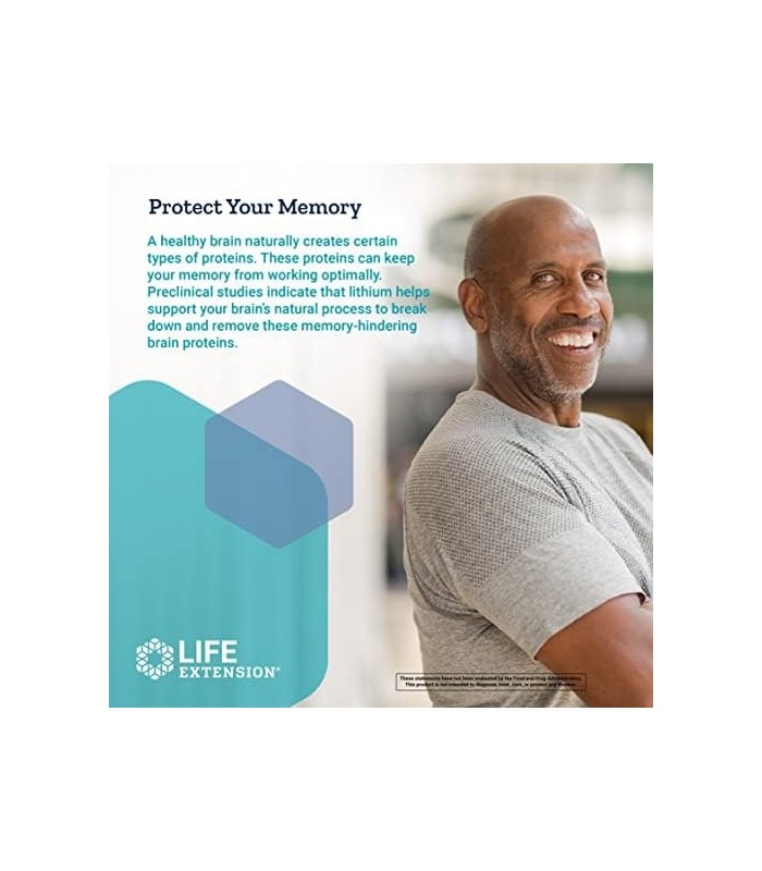 Life Extension Lithium 1000 mcg - para a saúde do cérebro, anti-envelhecimento e longevidade - memória e cognição, suplemento de