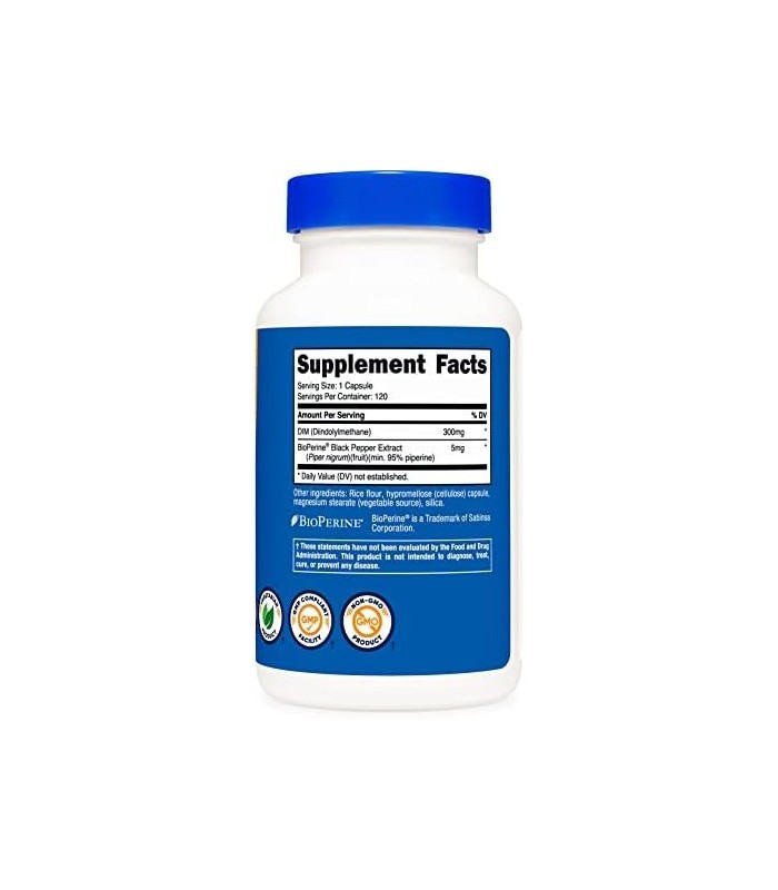 Nutricost DIM (Diindolylmethane) Plus BioPerine 300 mg, 120 cápsulas vegetarianas - Suprimento para até 4 meses, suplemento DIM