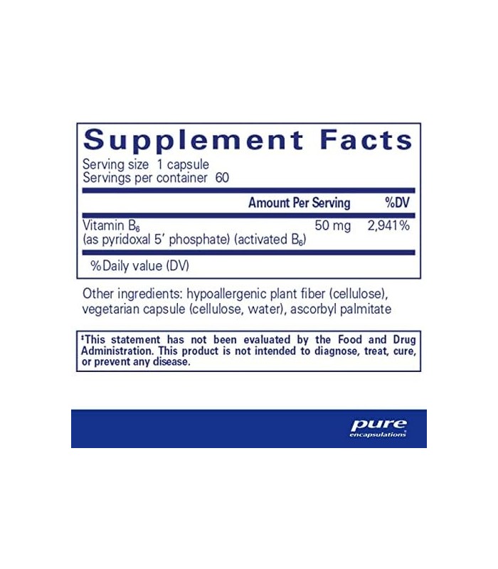 Encapsulações Puras P5P 50 | Suplemento de Vitamina B6 para Apoiar o Metabolismo* | 60 cápsulas