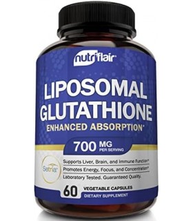 NutriFlair Liposomal Glutationa Setria® 700mg - Pura Reduzida, Estável, Forma Ativa L Glutationa redutase (GSH), Absorção Aprimo