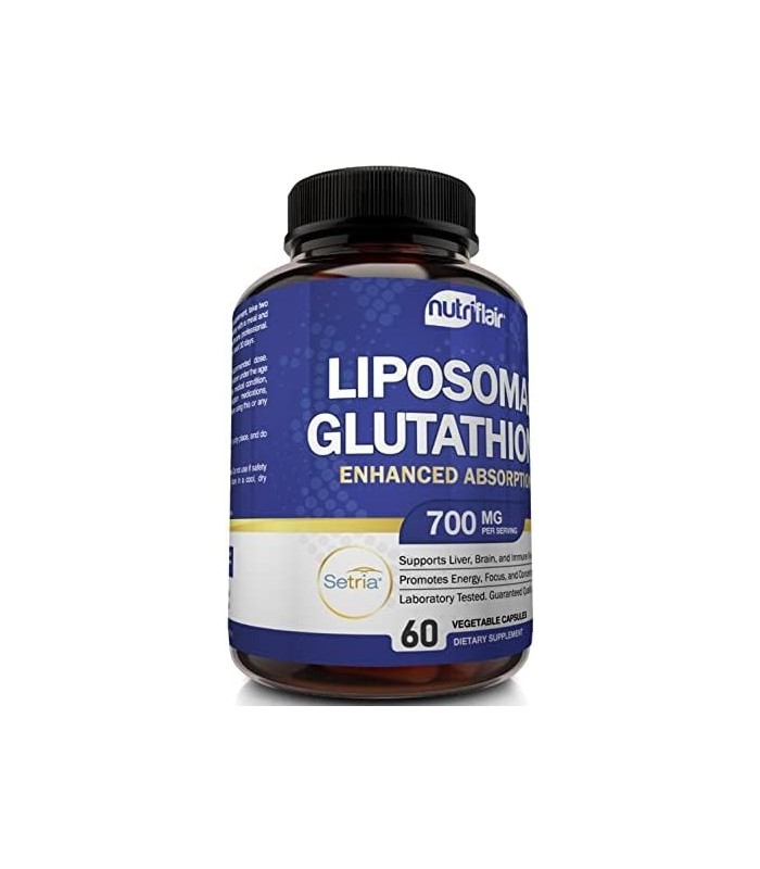 NutriFlair Liposomal Glutationa Setria® 700mg - Pura Reduzida, Estável, Forma Ativa L Glutationa redutase (GSH), Absorção Aprimo