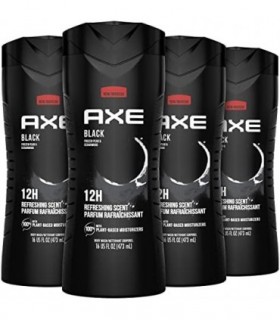 AXE Body Wash 12h Refreshing Scent Cleanser Black Frozen Pear and Cedarwood Mens Body Wash com 100 por cento de hidratantes à ba