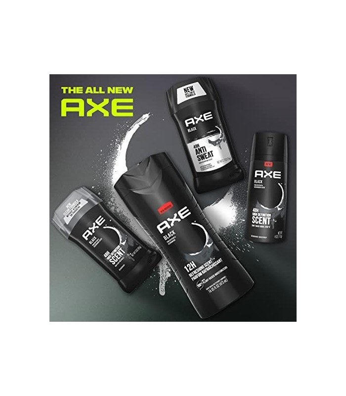 AXE Body Wash 12h Refreshing Scent Cleanser Black Frozen Pear and Cedarwood Mens Body Wash com 100 por cento de hidratantes à ba