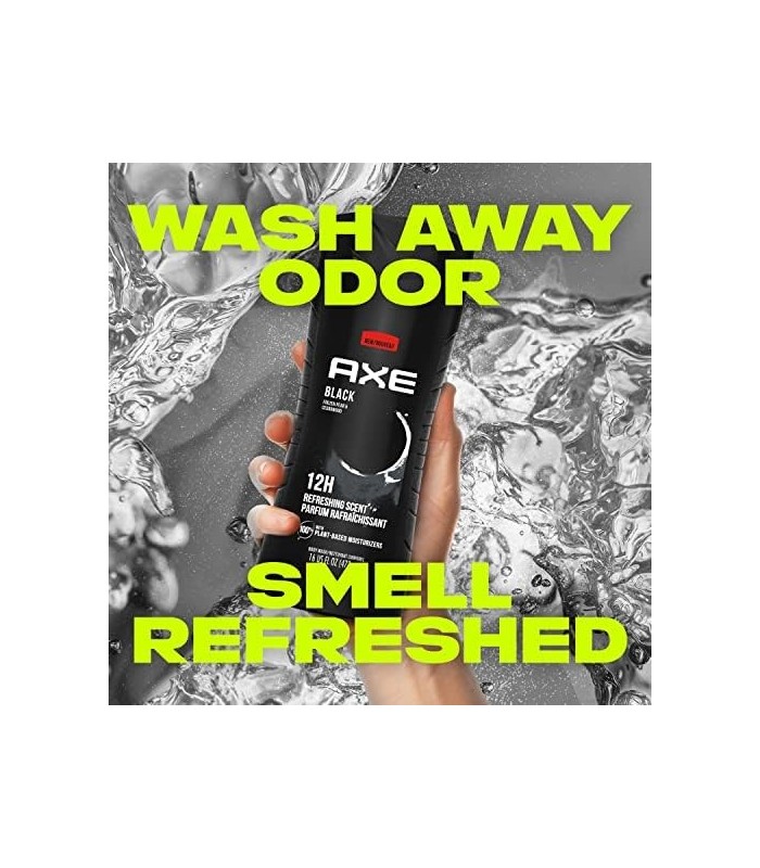 AXE Body Wash 12h Refreshing Scent Cleanser Black Frozen Pear and Cedarwood Mens Body Wash com 100 por cento de hidratantes à ba
